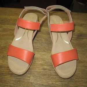 Women's NAOT Leather Sandals, Orange & Tan, 37 New